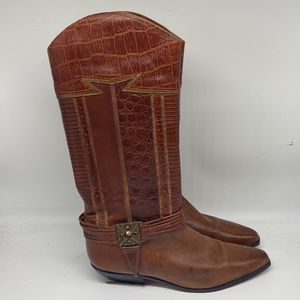 VERA CUOIO Iguana Tara Western Cowboy Boots Size 7.5